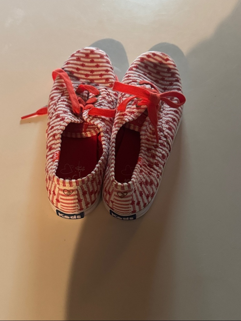 Keds Kids Red & White Striped Canvas Sneakers
